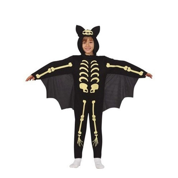 Fledermaus Skelett Kostüm Kinder | Halloween-Kostüm mit Jumpsuit, Kapuze und Flügeln für Halloween-Partys