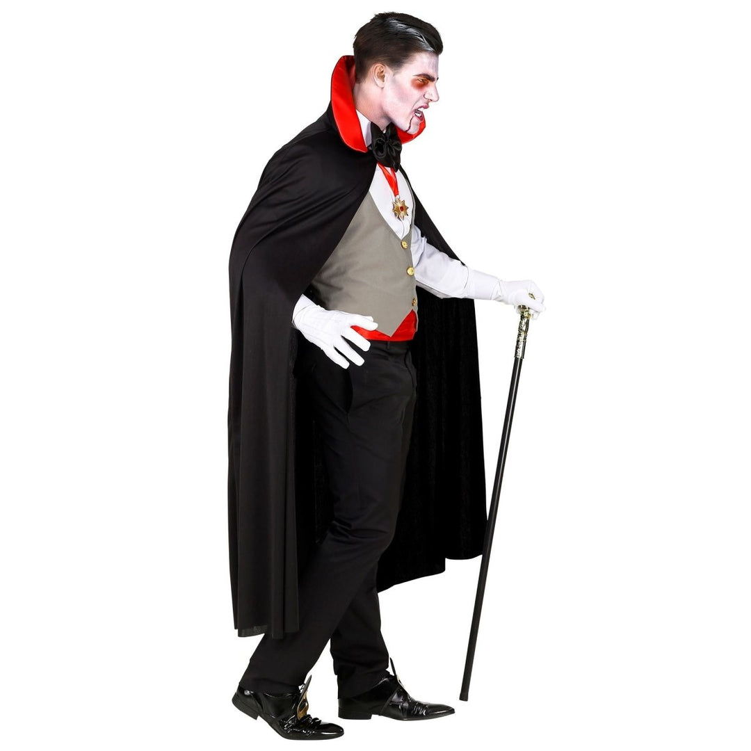 Vampir Kostüm Herren | Halloween-Kostüm mit Weste, Umhang, Fliege, Medaillon und Handschuhen für Mottopartys