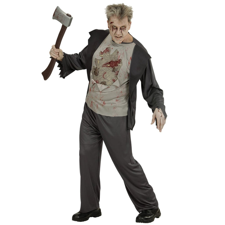 Herren Zombie Kostüm Schwarz | 2-teiliges Halloween Kostüm mit Jacke, Hemd und Hose für Horrorparty und Mottoparty