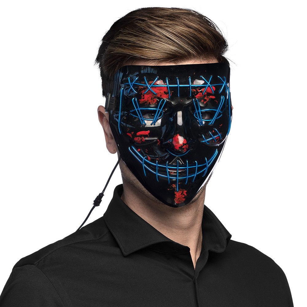 Halloween LED Maske | Blaue Killer-Lächeln Leuchtmaske für Horror-Kostüme, Halloween-Partys und Mottopartys