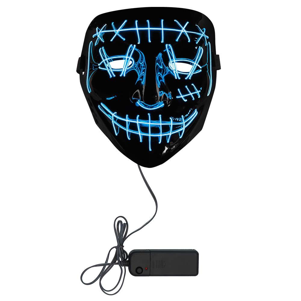 Halloween LED Maske | Blaue Killer-Lächeln Leuchtmaske für Horror-Kostüme, Halloween-Partys und Mottopartys