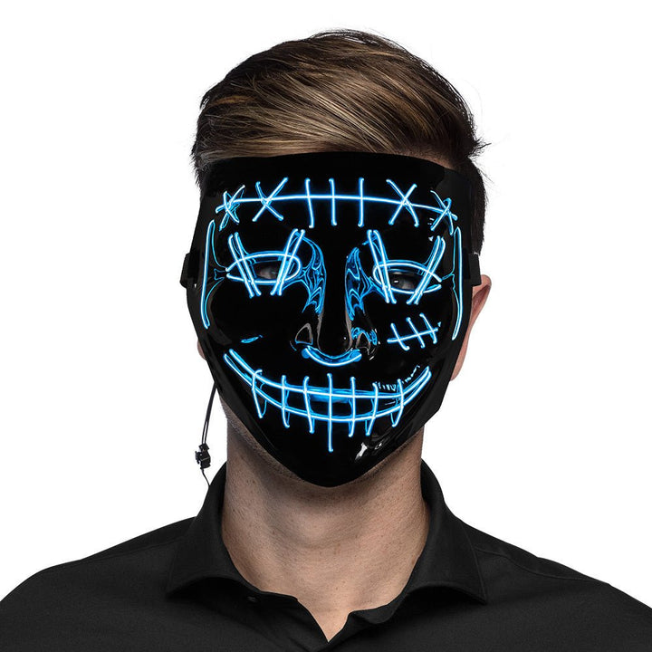 Halloween LED Maske | Blaue Killer-Lächeln Leuchtmaske für Horror-Kostüme, Halloween-Partys und Mottopartys