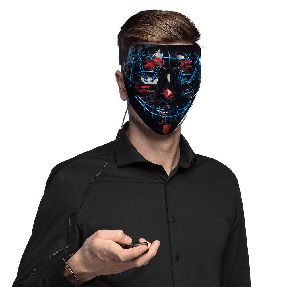 Halloween LED Maske | Blaue Killer-Lächeln Leuchtmaske für Horror-Kostüme, Halloween-Partys und Mottopartys