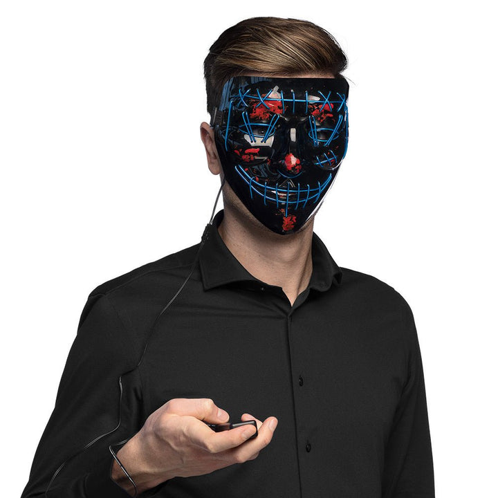 Halloween LED Maske | Blaue Killer-Lächeln Leuchtmaske für Horror-Kostüme, Halloween-Partys und Mottopartys