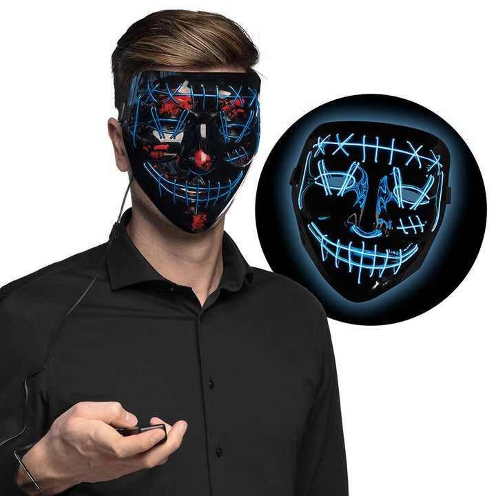 Halloween LED Maske | Blaue Killer-Lächeln Leuchtmaske für Horror-Kostüme, Halloween-Partys und Mottopartys