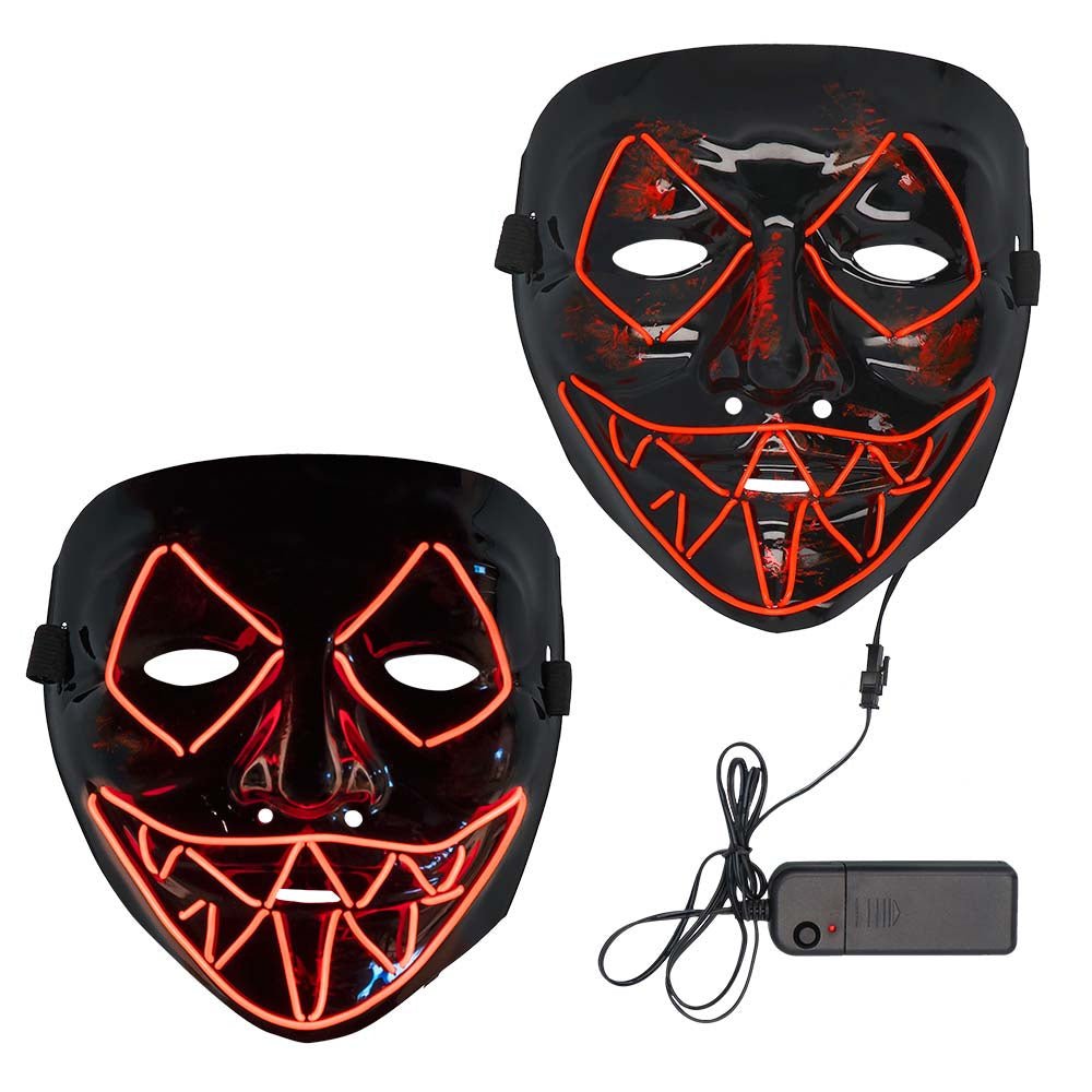 Halloween LED Maske | Rote Killer-Lächeln Leuchtmaske für Horror-Kostüme, Halloween-Partys und Mottopartys