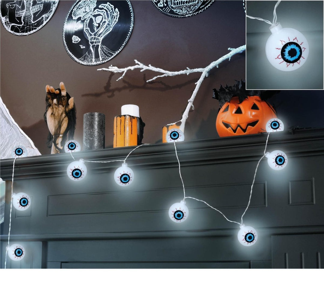 Halloween LED Lichterkette 1,3 m | Lichtgirlande mit leuchtenden Augen für gruselige Halloween-Dekoration