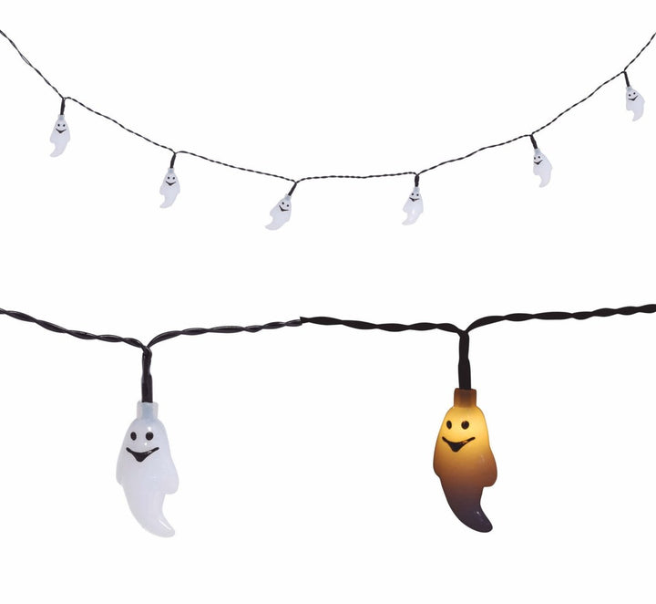 Halloween LED Lichterkette Gespenster 1,6 m | Geister Girlande mit Batteriebetrieb für Halloween-, Fenster- und Partydeko