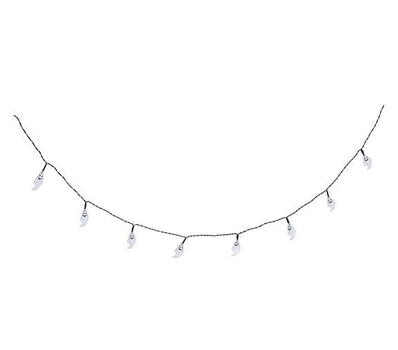 Halloween LED Lichterkette Gespenster 1,6 m | Geister Girlande mit Batteriebetrieb für Halloween-, Fenster- und Partydeko