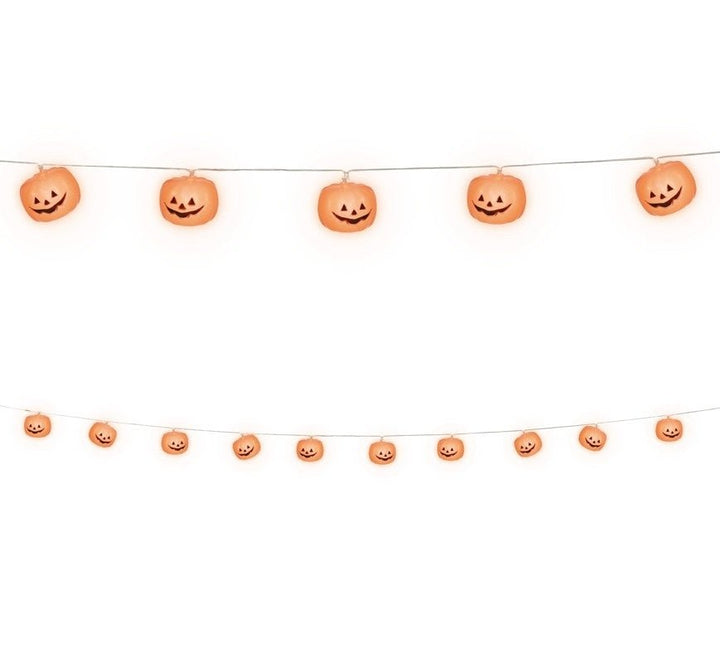 Halloween LED Lichterkette Kürbis 1,8 m | Kürbis Girlande mit Batteriebetrieb für Halloween-, Fenster- und Partydeko