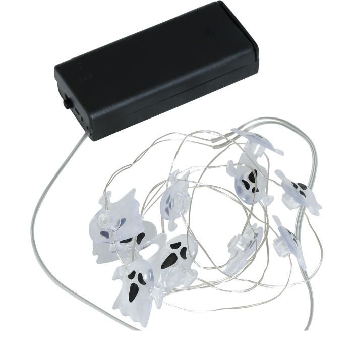 Halloween LED Lichterkette Gespenster 1,2 m | Geister Girlande mit Batteriebetrieb für Halloween-, Fenster- und Partydeko