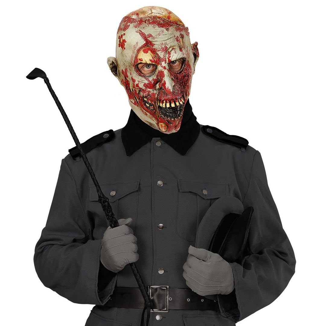 Zombie Maske Halloween | Blutige beige-rote Gruselmaske für Zombie-Kostüme, Horror-Partys und Mottopartys