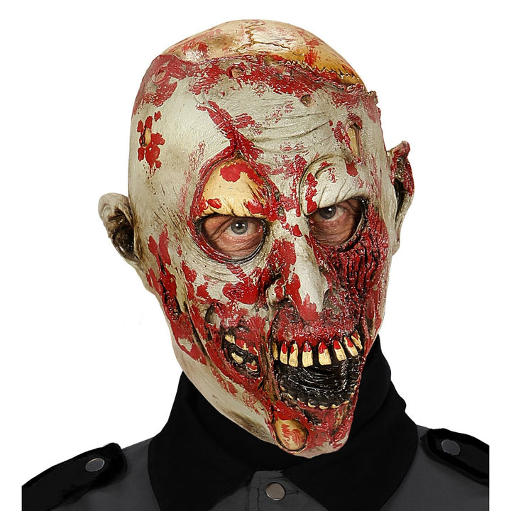 Zombie Maske Halloween | Blutige beige-rote Gruselmaske für Zombie-Kostüme, Horror-Partys und Mottopartys