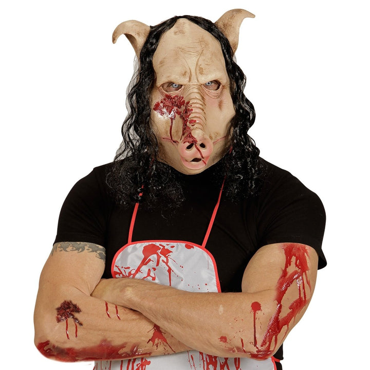 Schweinemaske Halloween | Beige Tiermaske für Erwachsene und ältere Kinder für Halloween- und Mottopartys