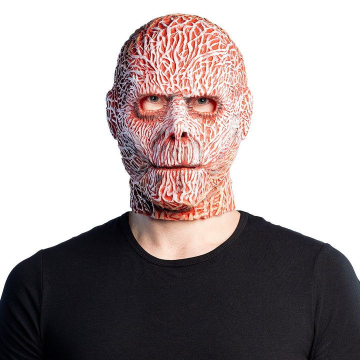 Halloween Horror Maske Erwachsene | Rote Latex-Kopfmaske mit gehäutetem Gesicht für Monster- und Gruselkostüme