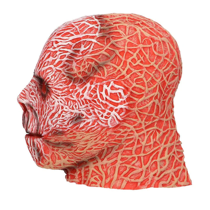 Halloween Horror Maske Erwachsene | Rote Latex-Kopfmaske mit gehäutetem Gesicht für Monster- und Gruselkostüme