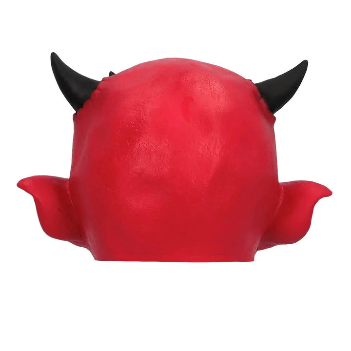 Teufel Maske Halloween | Rote Latex-Kopfmaske mit Hörnern und spitzen Ohren für Horror-Kostüme und Mottopartys