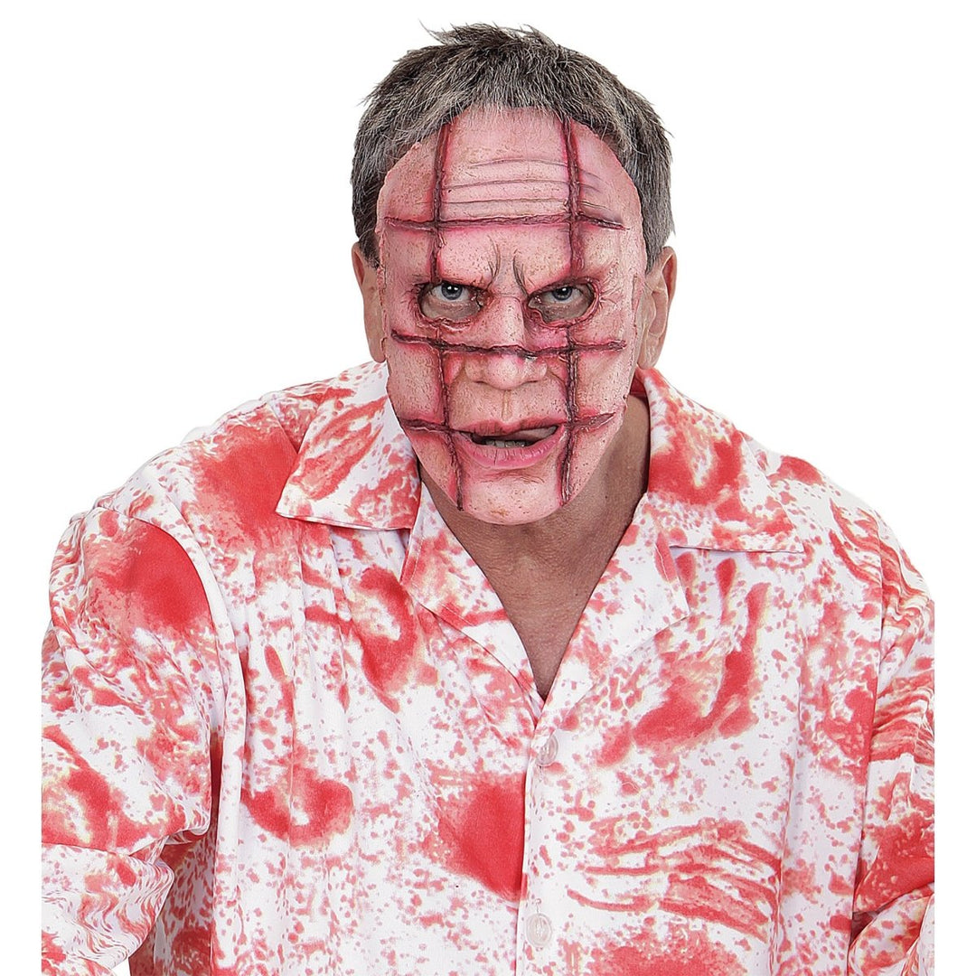 Halloween Halbmaske Scarface | Weiß-rote Gruselmaske mit Narben-Look für Halloween-, Horror- und Mottopartys