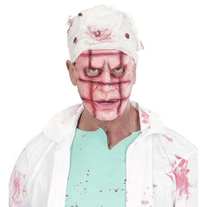 Halloween Halbmaske Scarface | Weiß-rote Gruselmaske mit Narben-Look für Halloween-, Horror- und Mottopartys
