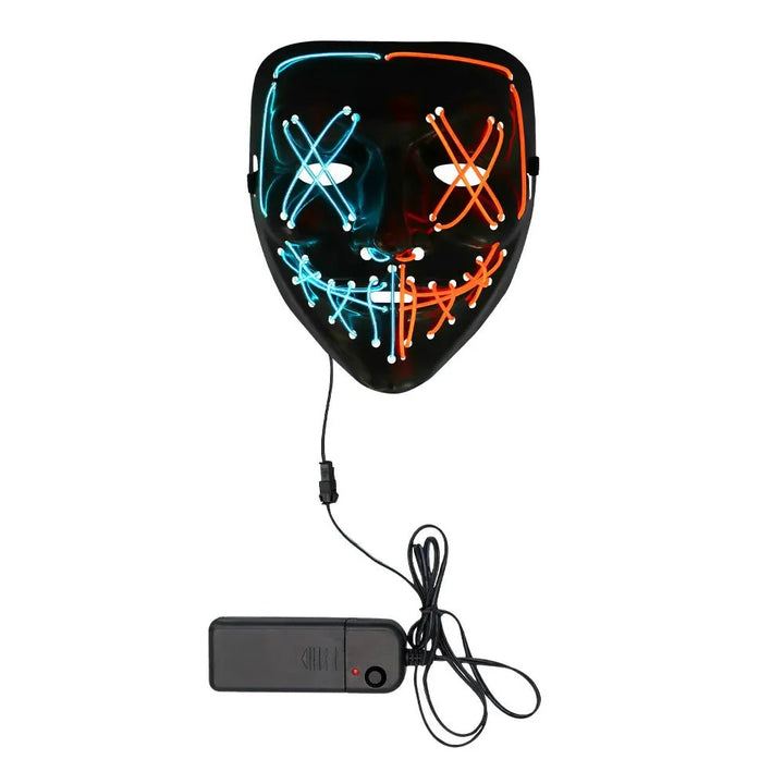 Halloween LED Maske Smile | Leuchtmaske mit X-Augen, Killer-Grinsen und 3 Lichtmodi für Horror- und Mottopartys