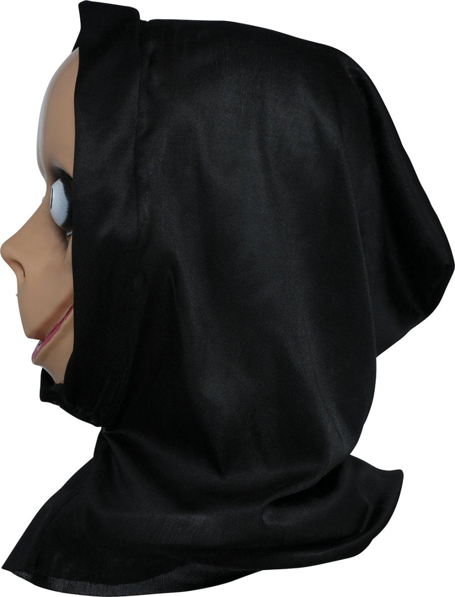 Halloween Maske weißes Gesicht | Gruselige PVC-Maske mit Kapuze für Horror-Kostüme, Cosplay und Mottopartys