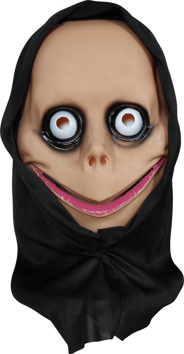 Halloween Maske weißes Gesicht | Gruselige PVC-Maske mit Kapuze für Horror-Kostüme, Cosplay und Mottopartys