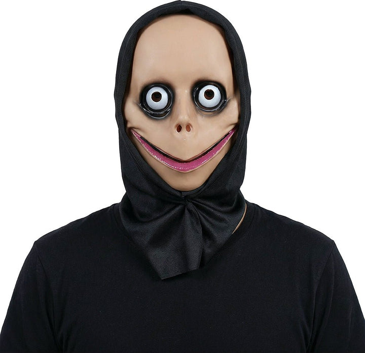 Halloween Maske weißes Gesicht | Gruselige PVC-Maske mit Kapuze für Horror-Kostüme, Cosplay und Mottopartys