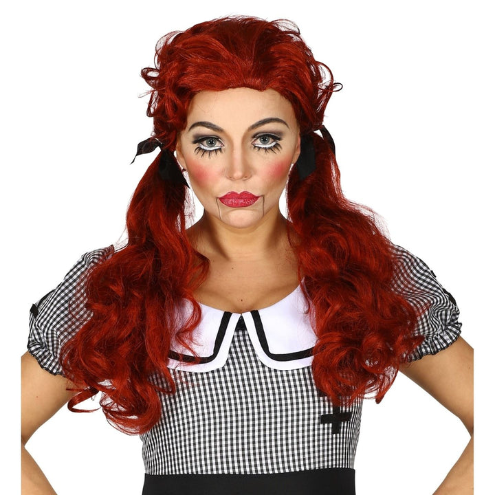 Halloween Puppen Perücke Rot | Killerpuppen Perücke für Horror Kostüm, Halloween, Karneval und gruselige Mottopartys