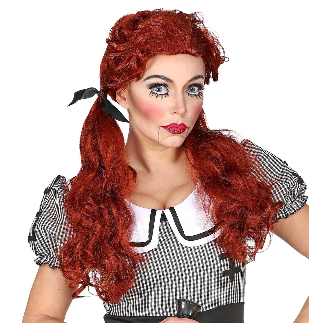 Halloween Puppen Perücke Rot | Killerpuppen Perücke für Horror Kostüm, Halloween, Karneval und gruselige Mottopartys