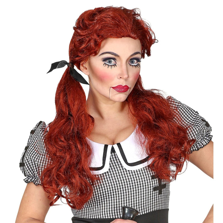 Halloween Puppen Perücke Rot | Killerpuppen Perücke für Horror Kostüm, Halloween, Karneval und gruselige Mottopartys