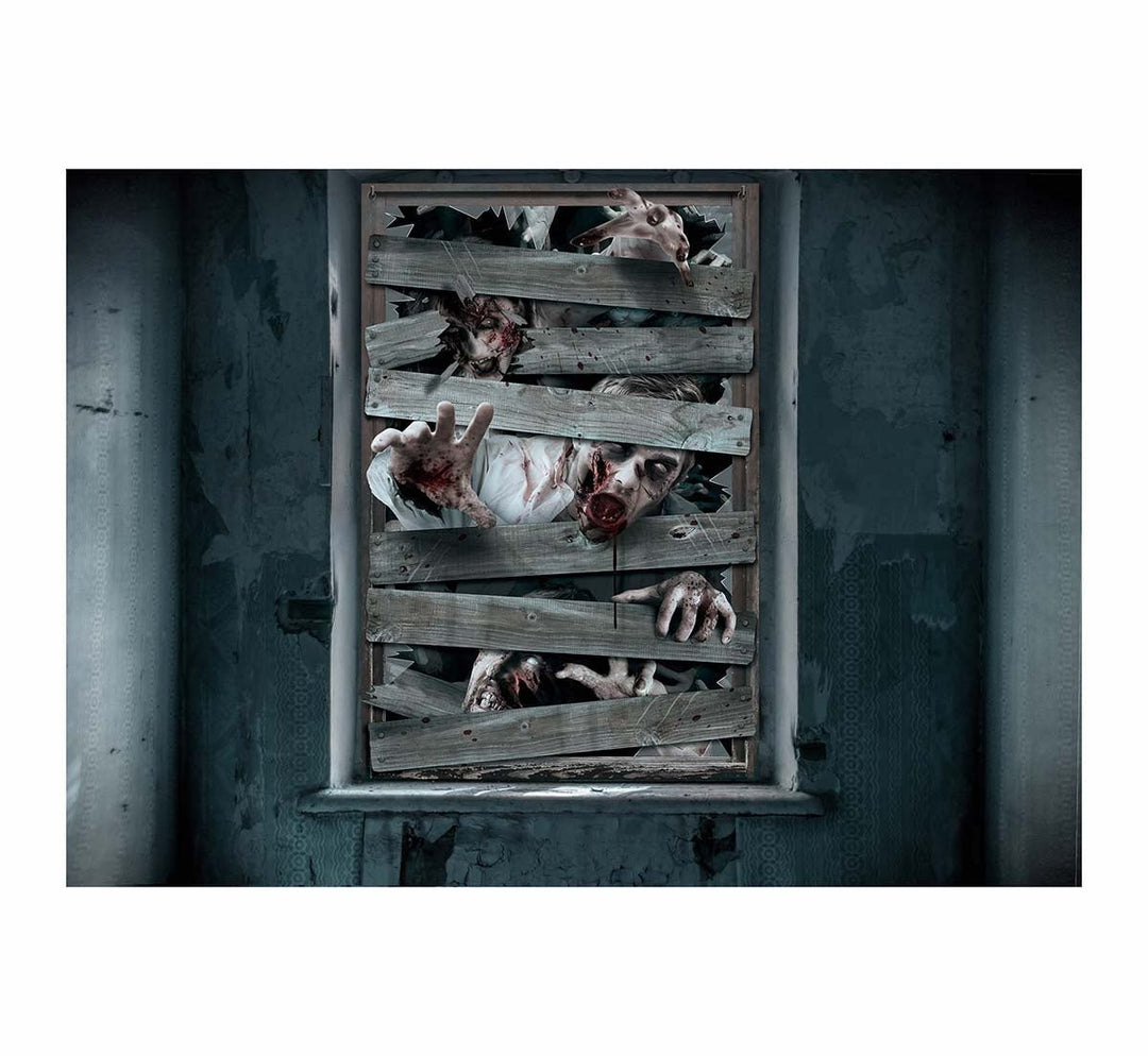 Halloween Fensterdekoration Zombie | Gruselige Fensterfolie 120 × 78 cm für Halloween-Deko im Innenbereich