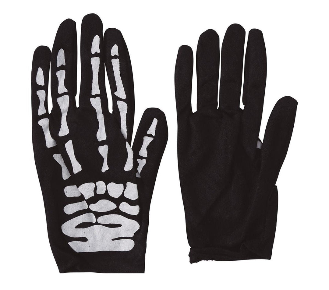 Kinder Skelett Handschuhe Schwarz Weiß 18,5 cm | Halloween Knochenhandschuhe für Skelett Kostüm und Mottopartys
