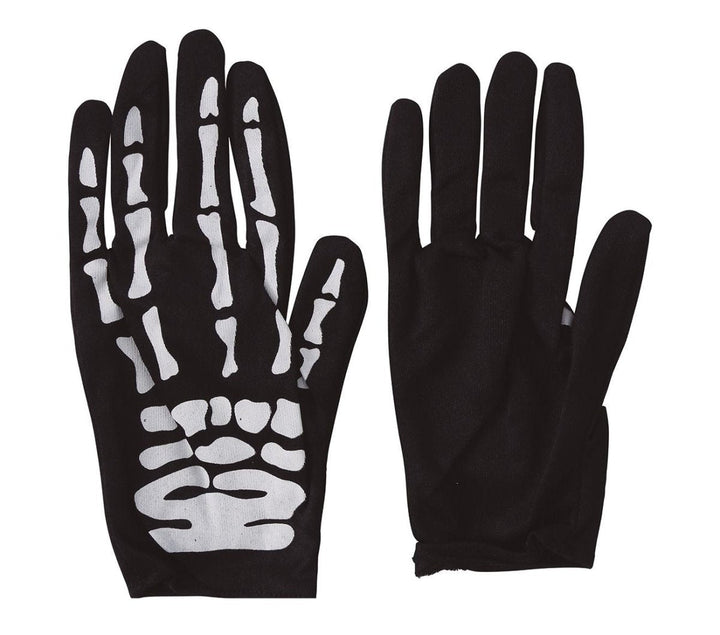 Kinder Skelett Handschuhe Schwarz Weiß 18,5 cm | Halloween Knochenhandschuhe für Skelett Kostüm und Mottopartys