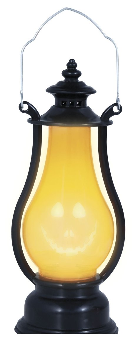 Halloween Kürbis Laterne 16 cm | Batteriebetriebene Tischdekoration aus Metall und PVC für Halloween-Partys