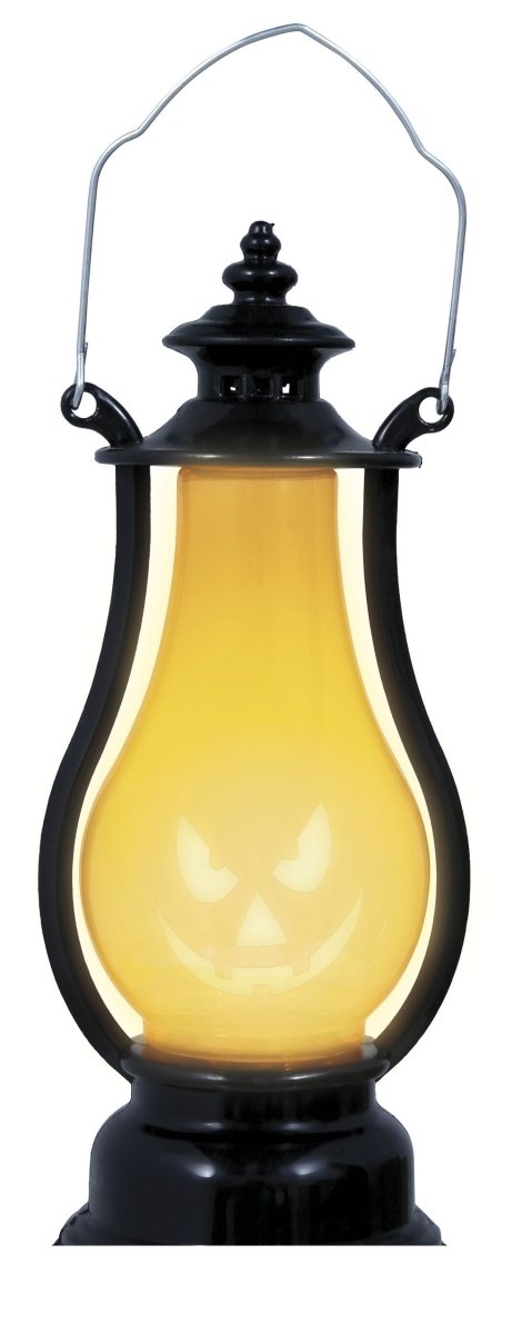 Halloween Kürbis Laterne 16 cm | Batteriebetriebene Tischdekoration aus Metall und PVC für Halloween-Partys