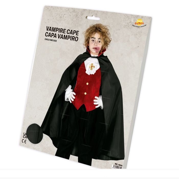 Kinder Vampir Umhang 90 cm | Halloween Cape für Dracula Kostüm, Karneval, Horrorparty und gruselige Mottopartys
