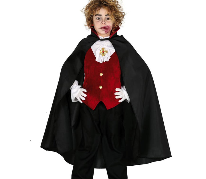 Kinder Vampir Umhang 90 cm | Halloween Cape für Dracula Kostüm, Karneval, Horrorparty und gruselige Mottopartys