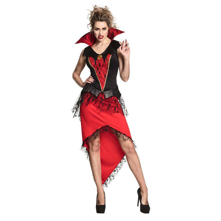 Vampir Kostüm Damen | Rotes Halloween-Kleid als blutrünstige Königin für Halloween- und Mottopartys