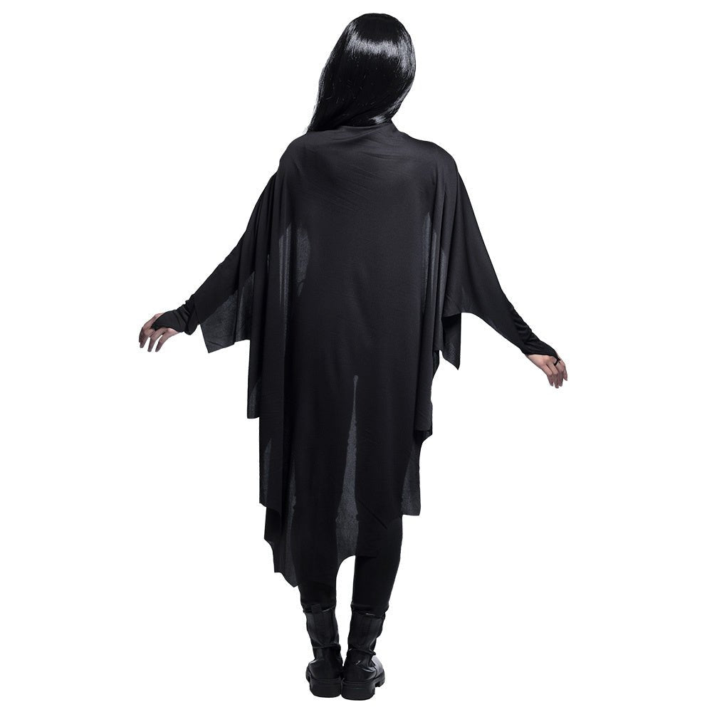 Halloween Fledermaus Umhang Schwarz 120 cm | Cape mit Kordelzug für Halloween, Vampir Kostüm, Karneval und Mottoparty