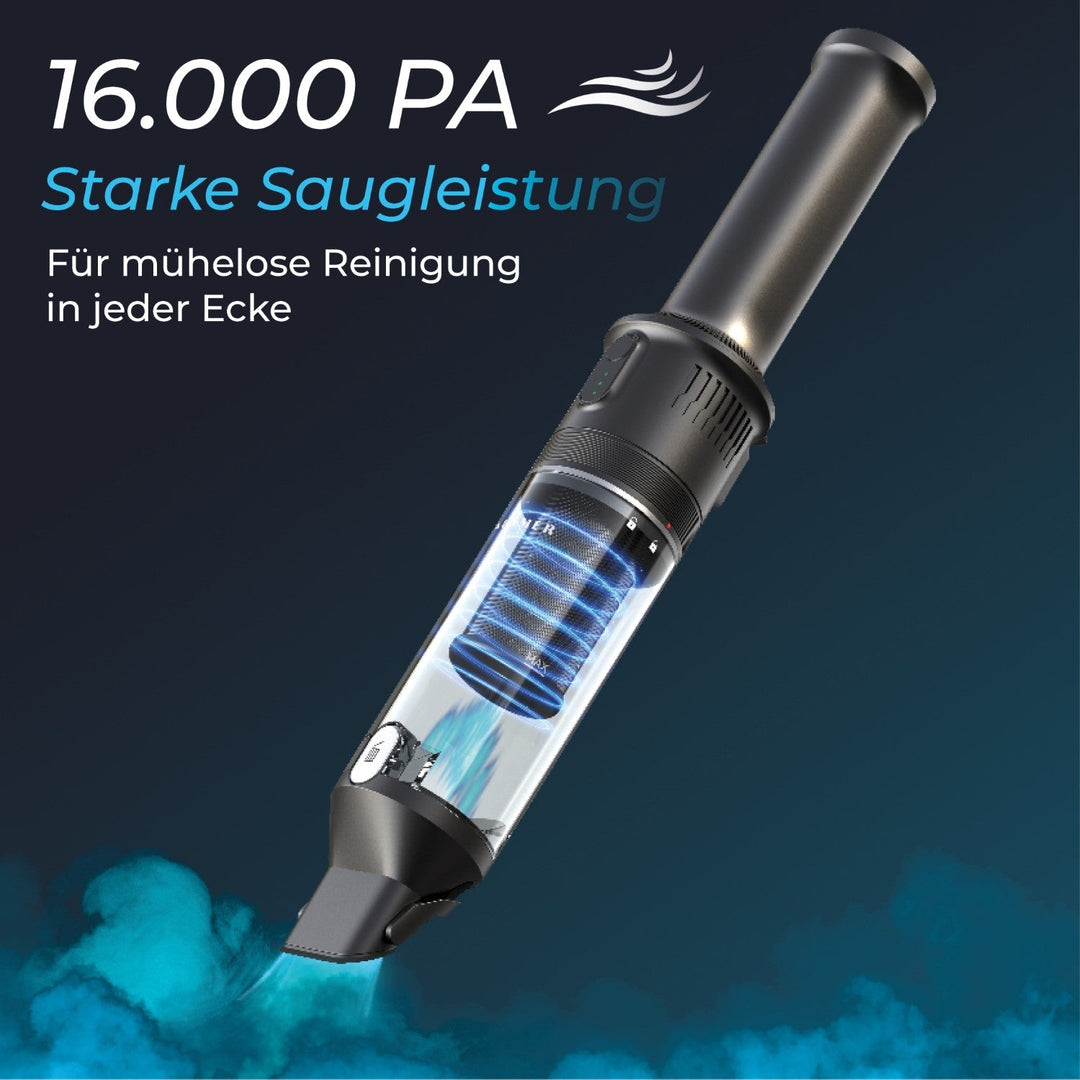 Handstaubsauger 140 Watt | Kabellos mit 16.000 Pa Saugleistung und HEPA-Filter