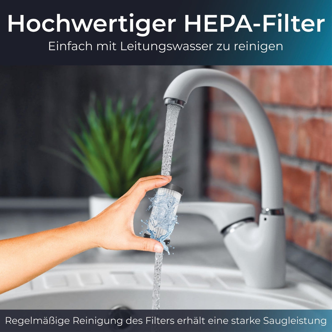 Handstaubsauger 140 Watt | Kabellos mit 16.000 Pa Saugleistung und HEPA-Filter