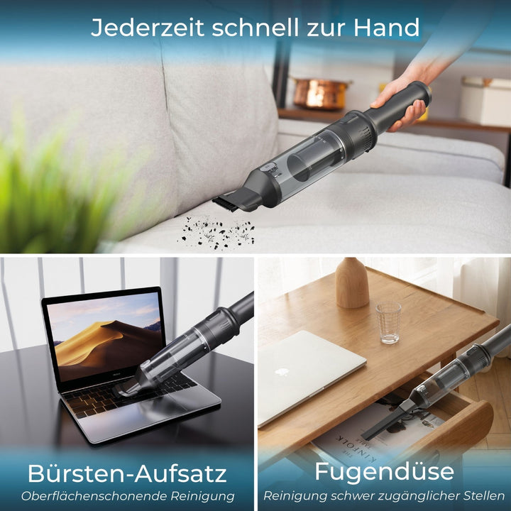 Handstaubsauger 140 Watt | Kabellos mit 16.000 Pa Saugleistung und HEPA-Filter