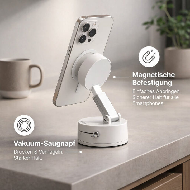 Magnetische Handyhalterung Auto mit Vakuum-Saugnapf | 360° drehbar &amp; faltbar | Für glatte Flächen, Vantrel