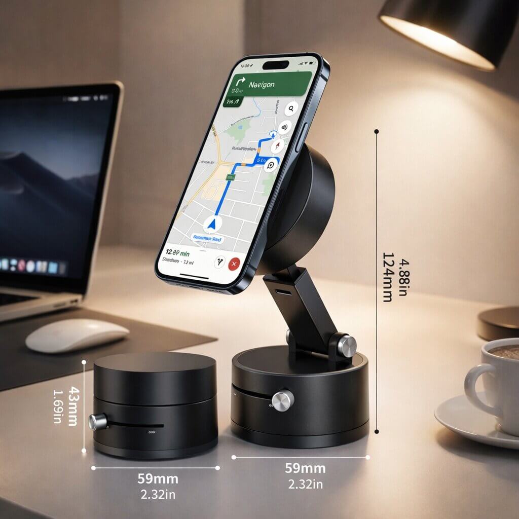 Magnetische Handyhalterung Auto mit Vakuum-Saugnapf | 360° drehbar &amp; faltbar | Für glatte Flächen, Vantrel