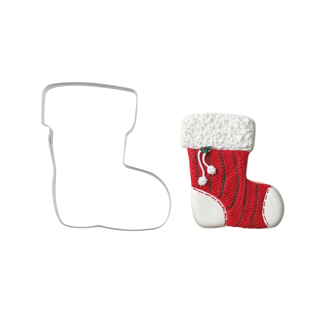 Weihnachtssocke Keksausstecher aus Edelstahl 7 x 10,5 cm | Weihnachts Ausstechform mit glatten Kanten für Plätzchen und Kekse