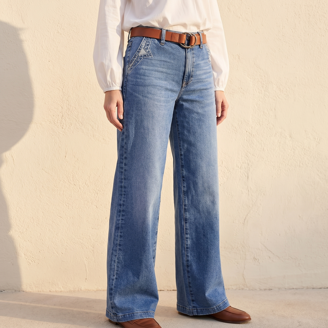 Damen Flare Jeans | Vintage Wide-Leg Jeans mit hohem Bund