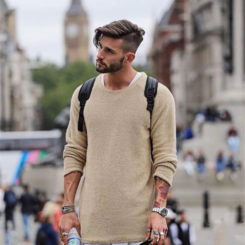 Herren Strickpullover lang | Weicher, atmungsaktiver Pullover mit lockerer Passform und wärmender Strickqualität für Alltag und Freizeit