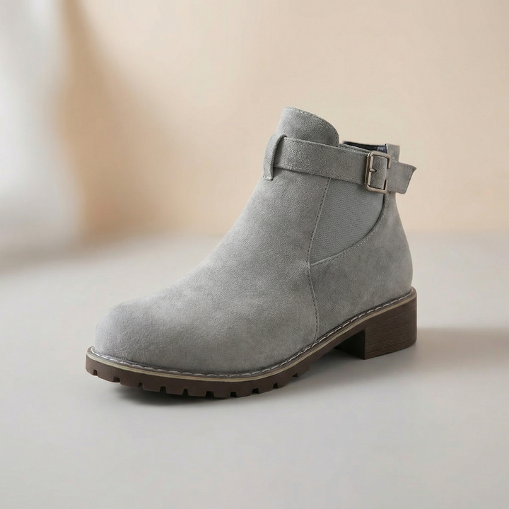 Damen Stiefeletten | Booties in Wildleder-Optik mit Schnalle