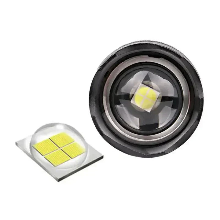 Taktische LED-Taschenlampe mit 90.000 Lumen | IP65 wasserdicht &amp; Zoom-Fokus | Robustes Outdoor-Design