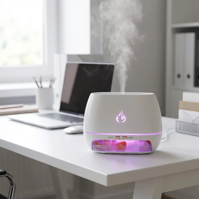 Aroma Diffuser | Luftbefeuchter mit Himalaya-Salz und LED-Flammeneffekt